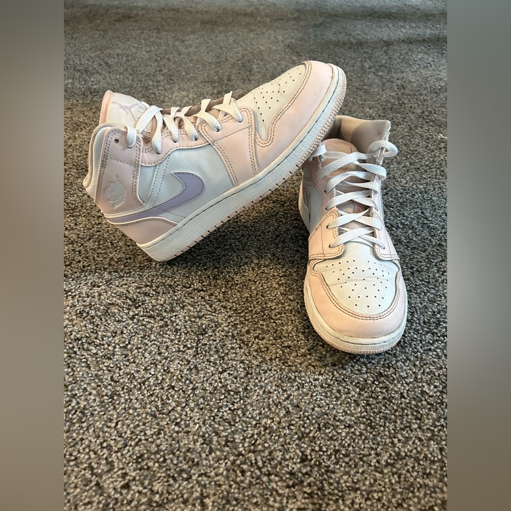 Nike Air Jordan 1 Mid GS Pink/White Sneakers - Size 5Y